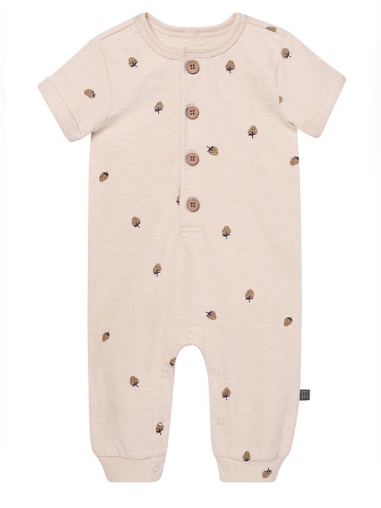 Modern Moments Other - Modern Moments Girls 3-6M Tan Strawberry Cotton Henley Romper Boho Lightweight